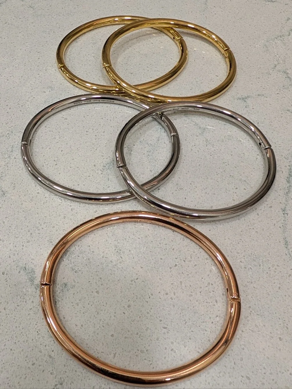 Milor Stainless Steel Tri-Tone Bangle Bracelet Set Of 5